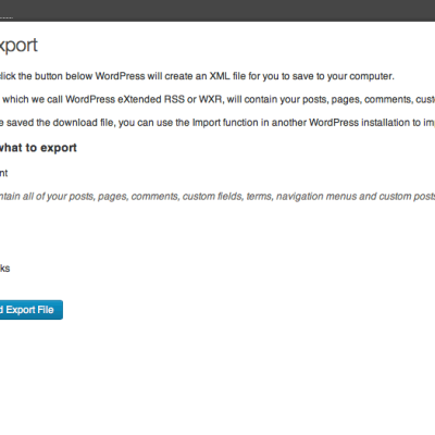 export wordpress site settings