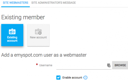 Add existing member as webmaster