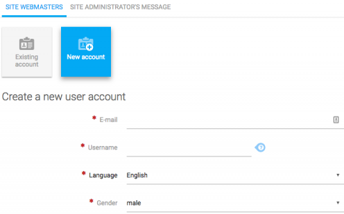 Create new webmaster account