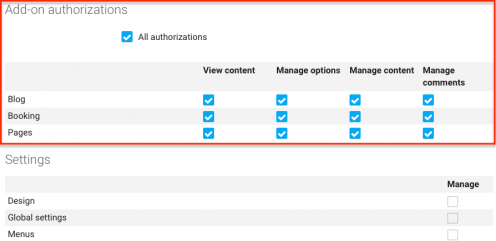 Manage add-on authorizations