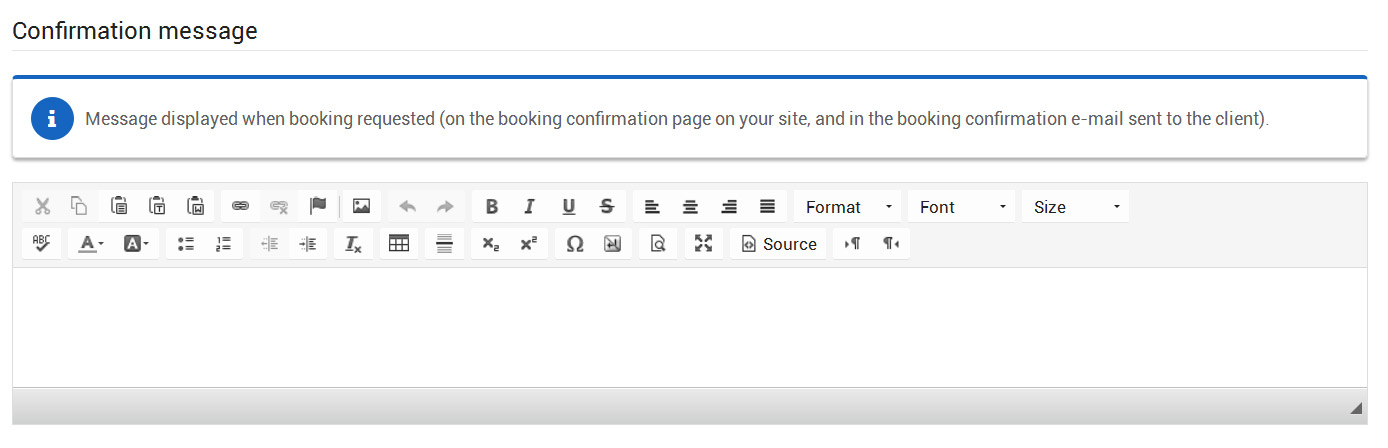 Confimation booking message