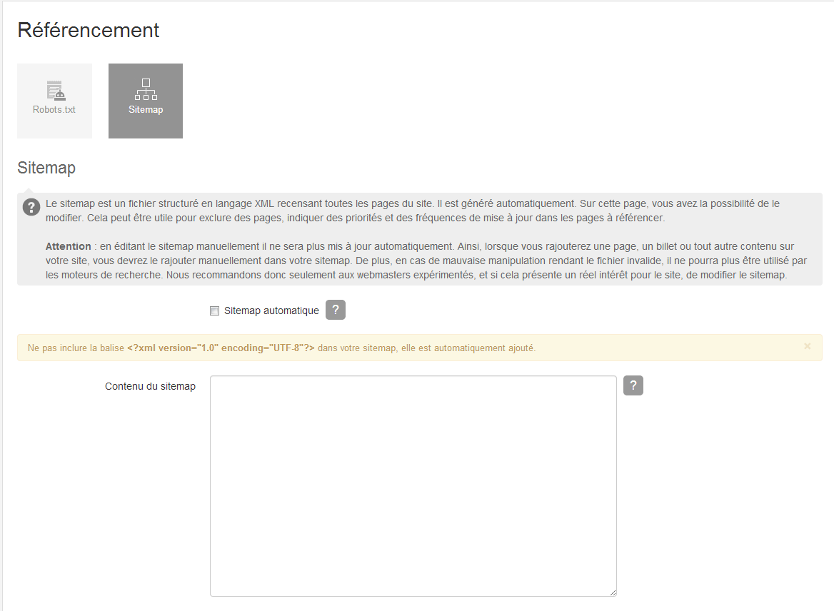 Edit the sitemap manually